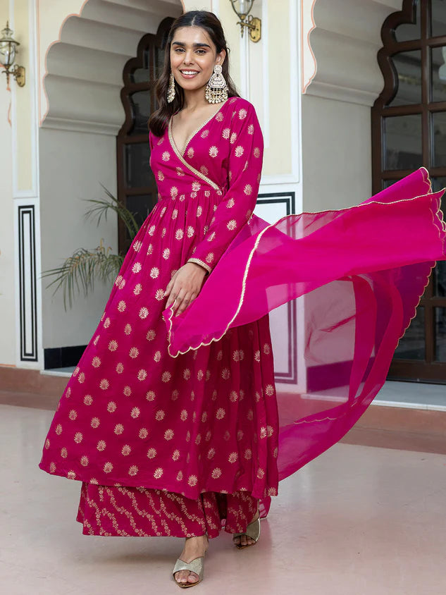 Brocade Woven Design Kurta with Palazzo and Dupatta