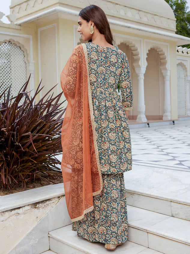 Kurta with Sharara and Dupatta